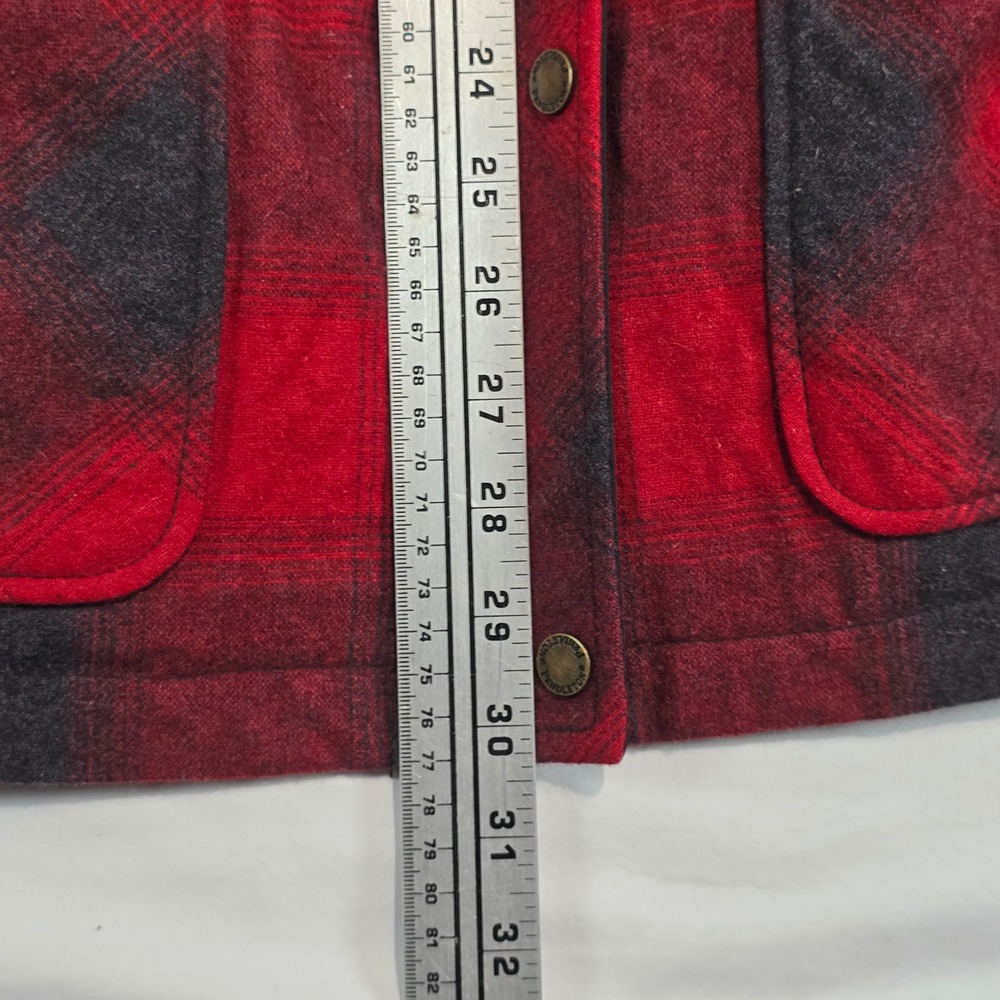 Pendleton Womens Red Black Buffalo Plaid Wool Blend Hooded Parka Jacket‎ Large - Picture 11 of 16